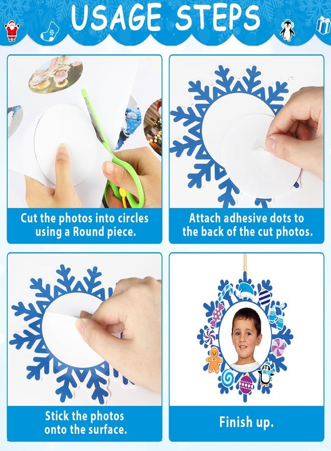 Lonfliness 60 Set Winter Snowflake Craft Kits Winter DIY Picture Frame Crafts Merry Christmas Photo Frame Sticker Arts Craft for Kids Gifts Holiday Home School Classroom Party Activity Decor Supplies - Image 4